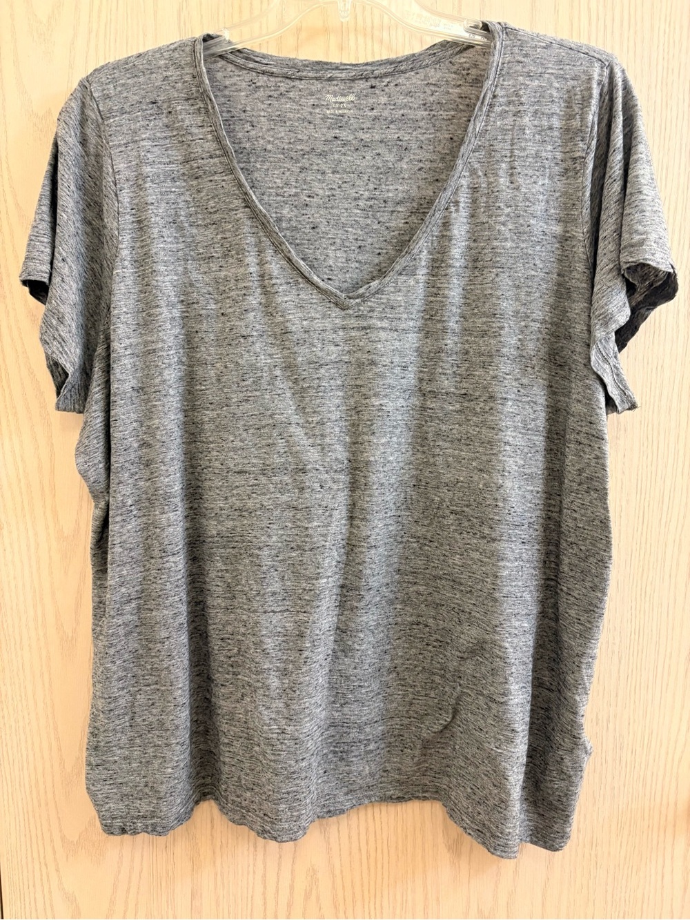 Madewell Heather Verigrated Gray V-Neck Short Sleeve Tee